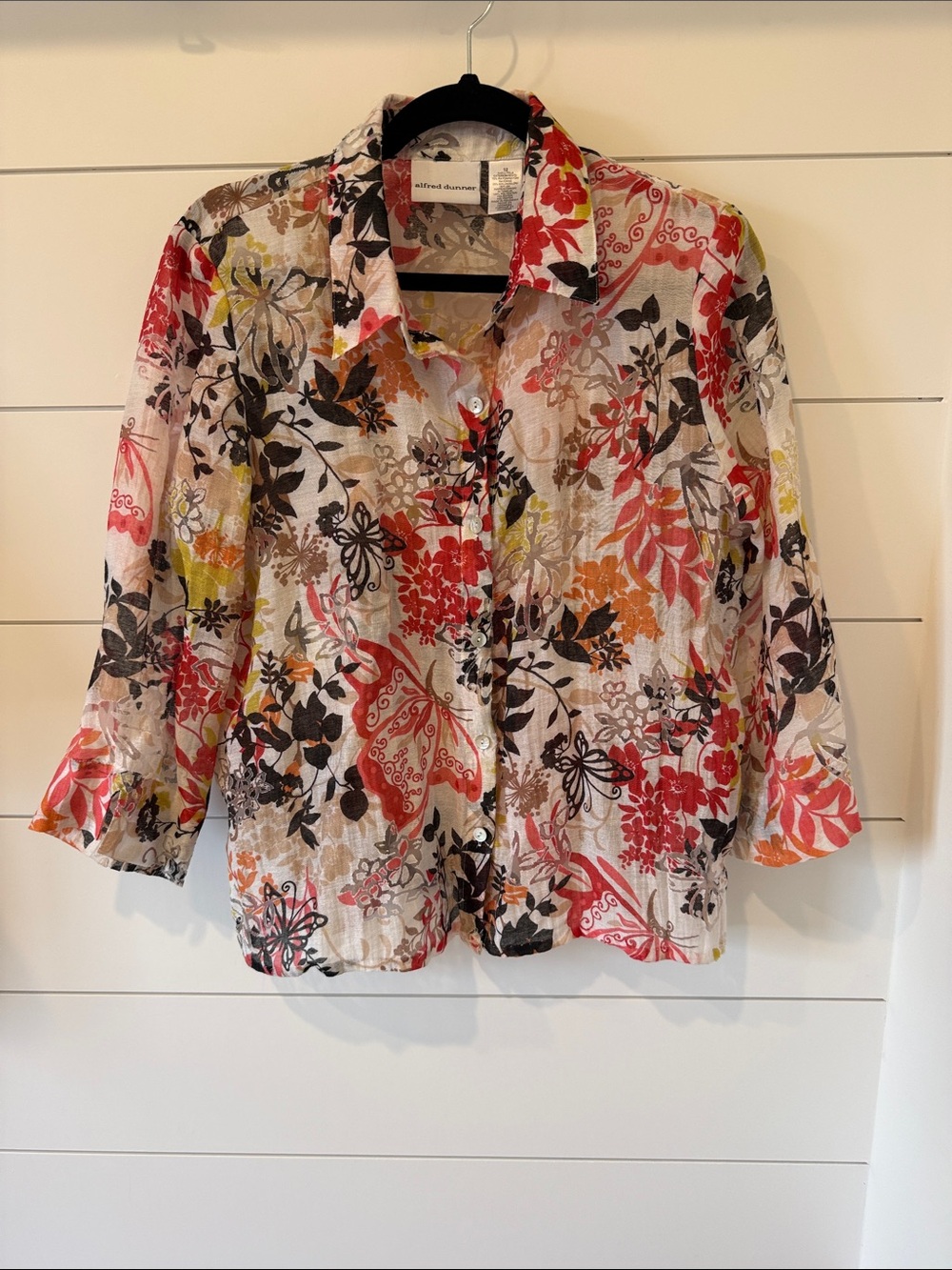 Alfred Dunner Multicolor Floral Button-Front Shirt